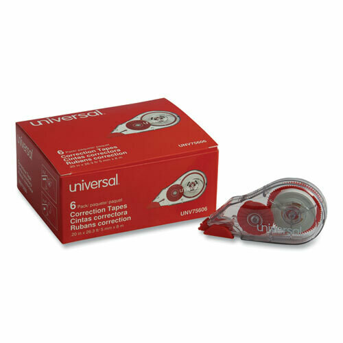 Universal Correction Tape Dispenser, NonRefillable, White Applicator
