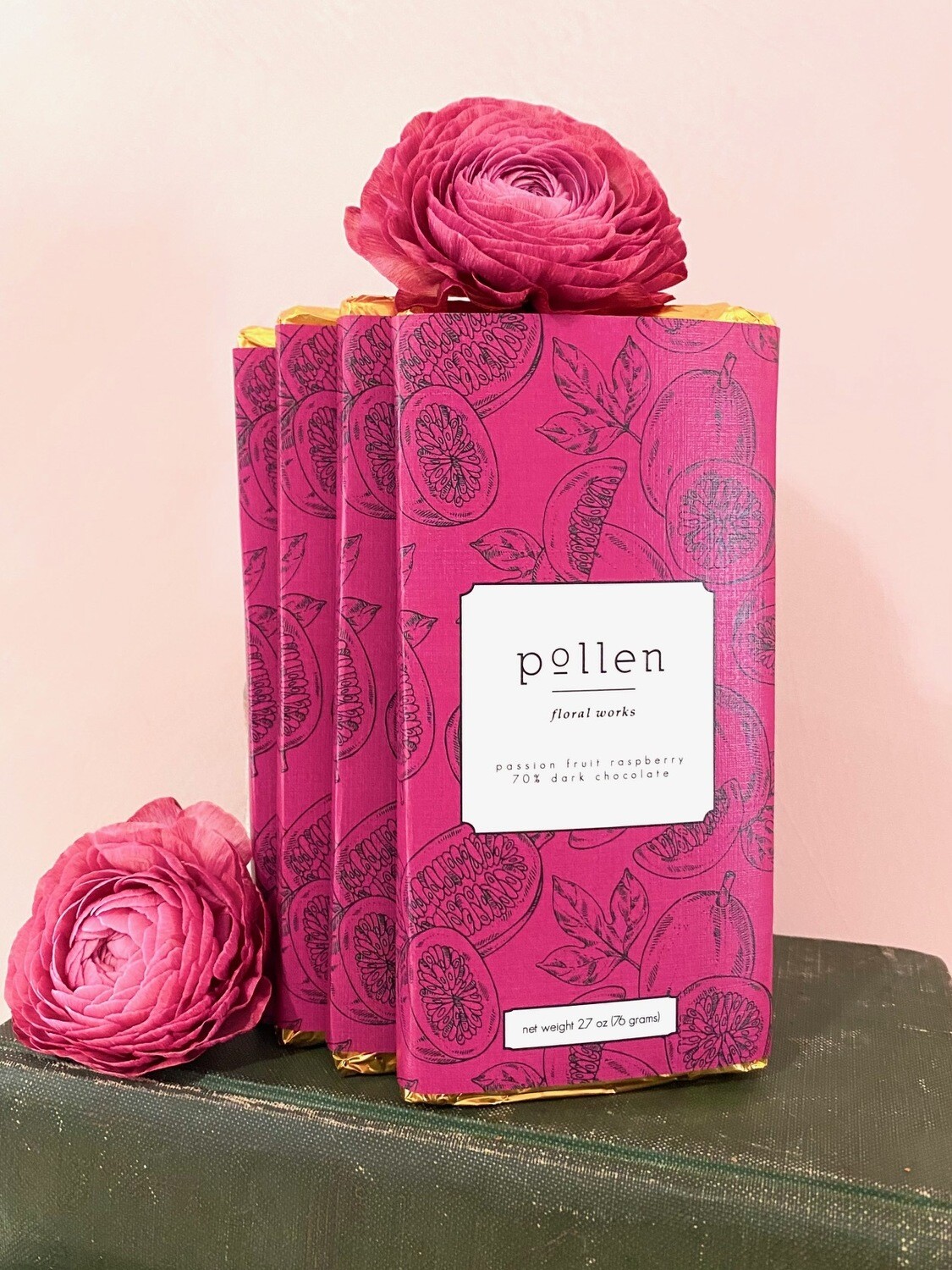 Passion Fruit + Raspberry Dark Chocolate Bar