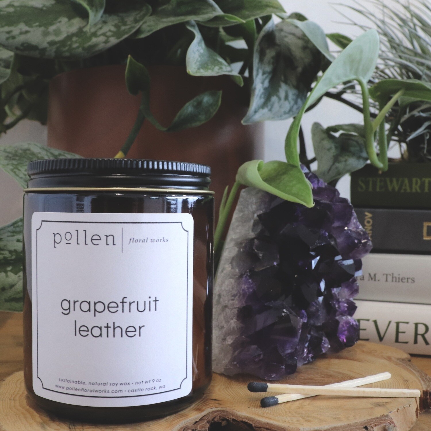 Grapefruit Leather Soy Candle