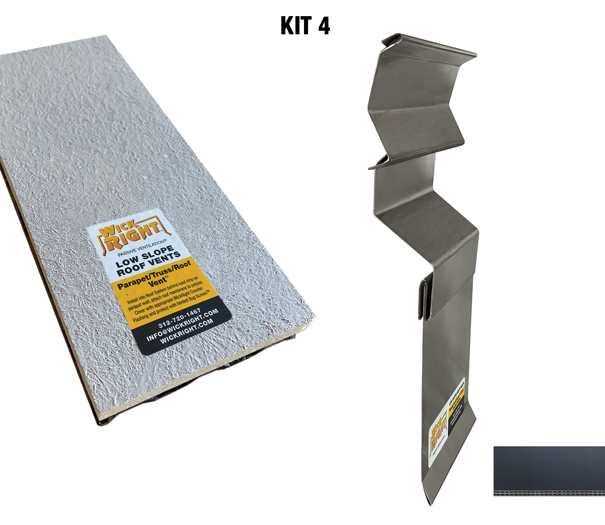 Kit 4 LowSlope Roof Vent and Double Caulk Pocket Counter Flashing
