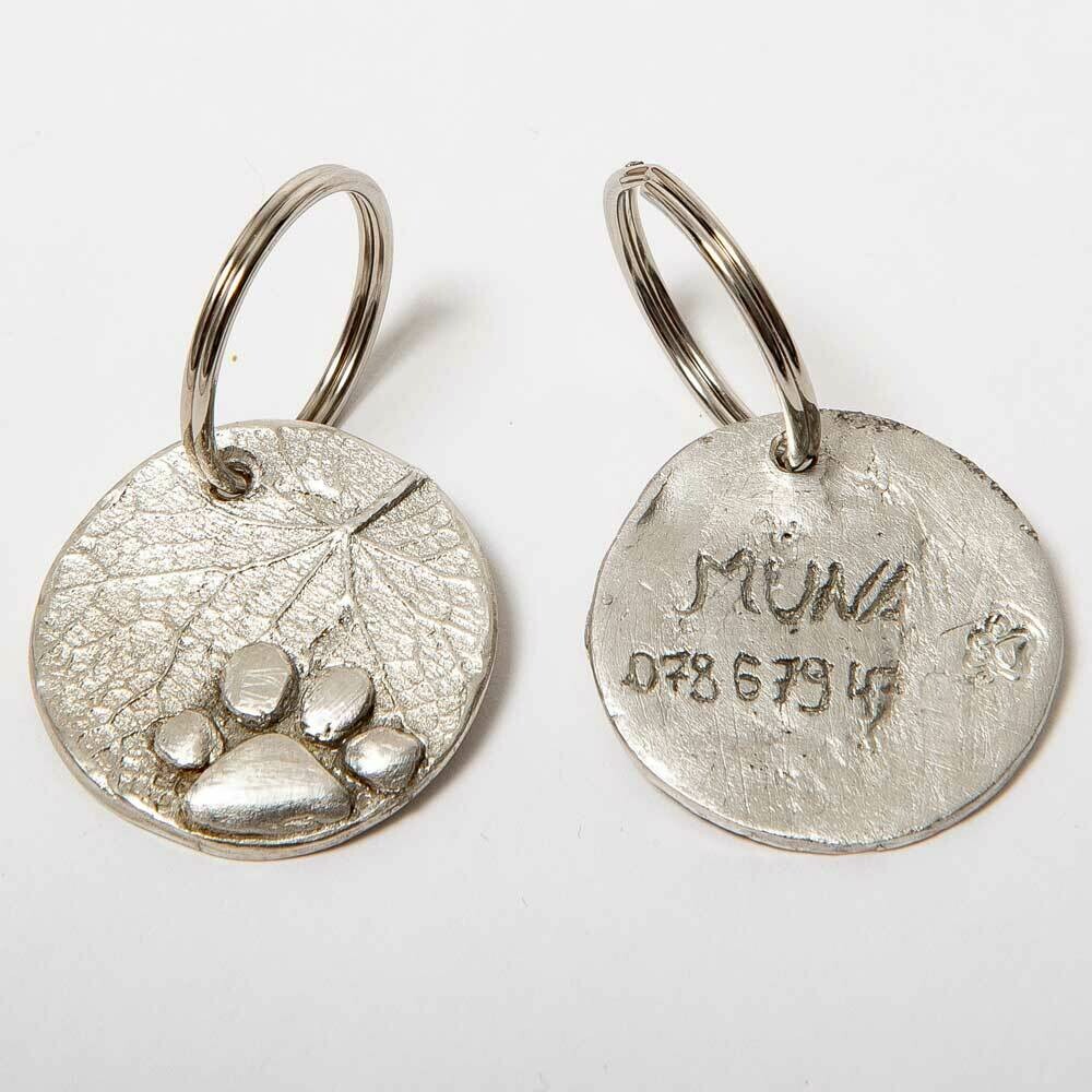 Hundemarke mit Naturprägung und Gravur aus Sterling Silber | Store ...