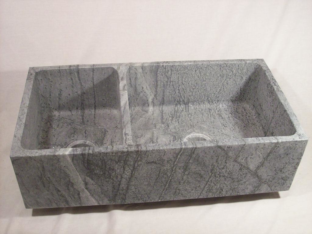 The Dimension 2000 Offset Double Bowl Solid Soapstone Sink