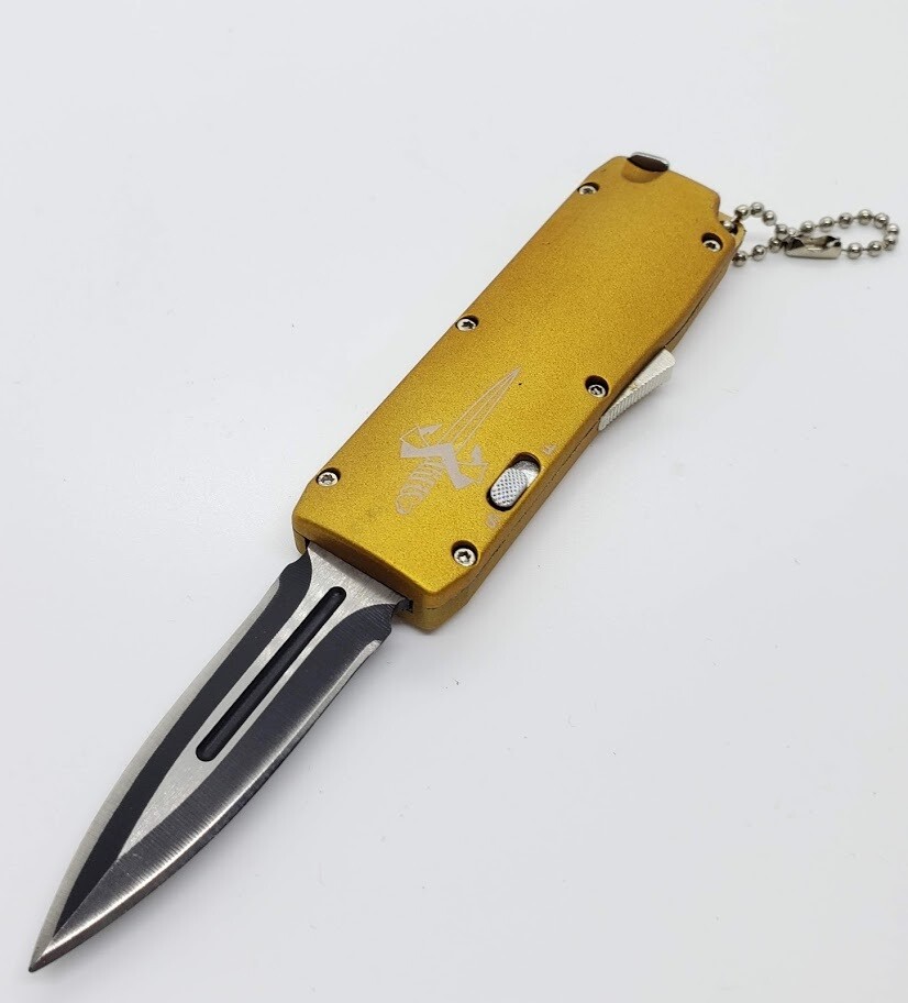 5.4" OTF SINGLE ACTION AUTOMATIC KNIFE GOLD RUBBER COATED PLASTIC