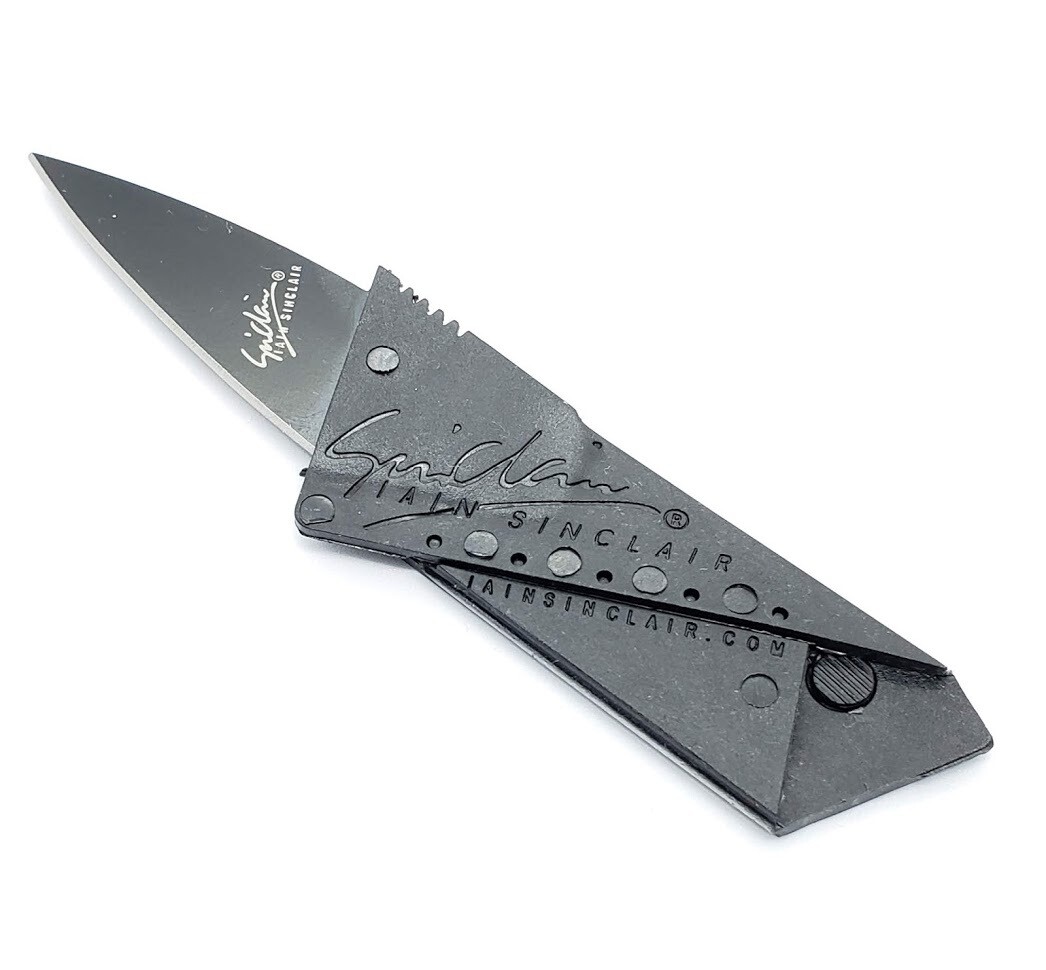 CREDIT CARDS KNIFE WITH STEEL BLADE AND PLASTIC HANDLE.