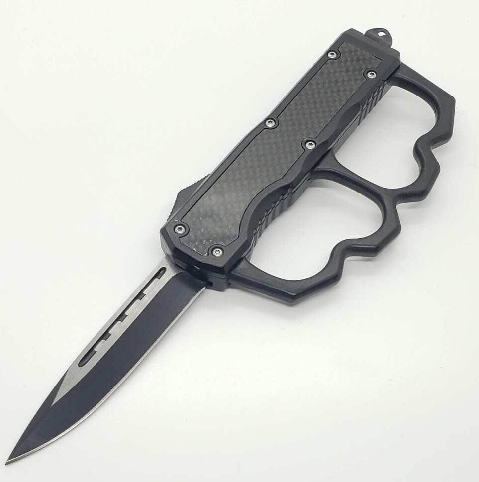 9.25" OTF WITH KNUCKLE GUARD SINGLE EDGE AUTOMATIC KNIFE ZINC