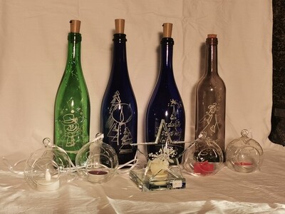 LED Flaschen mit Weihnachtsmotiv