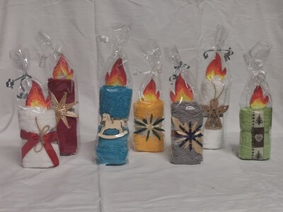 Kerzen aus Waschlappen - diverse Farben