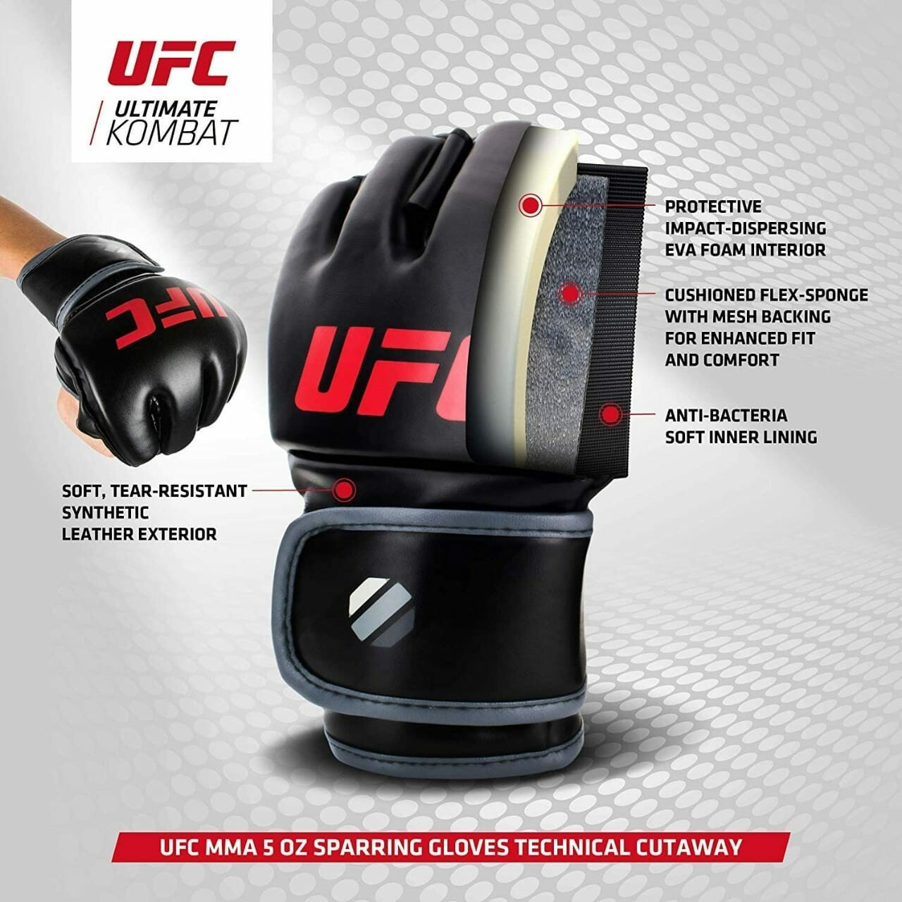GUANTES SPARRING MMA UFC 5 OZBL
