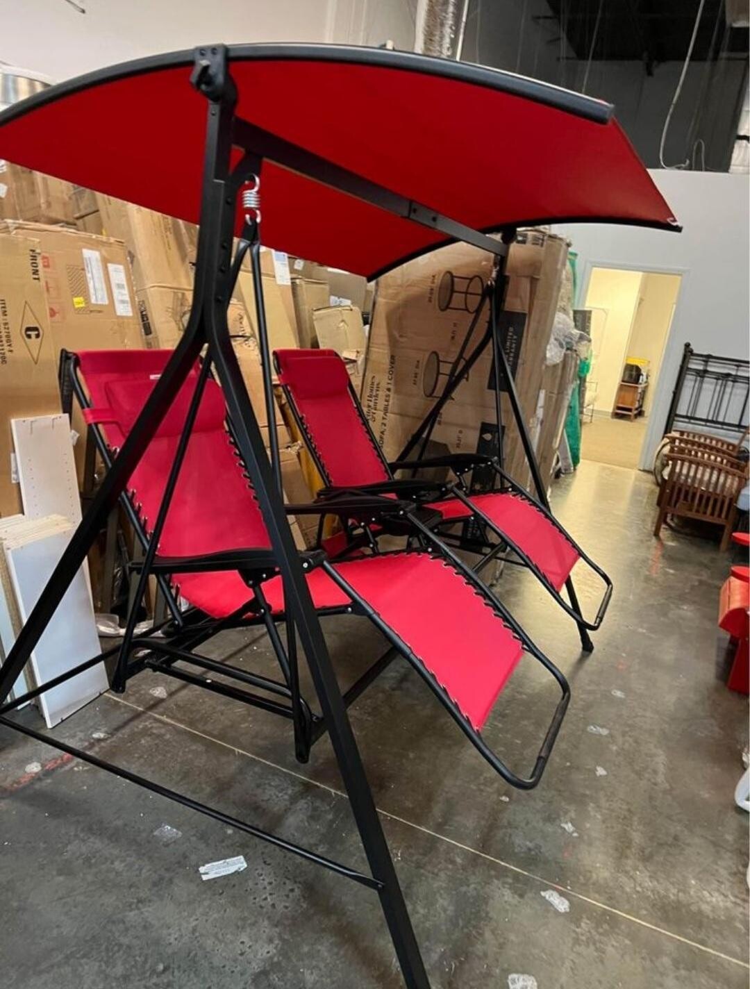 Zero Gravity Steel Porch Swing Red/Black