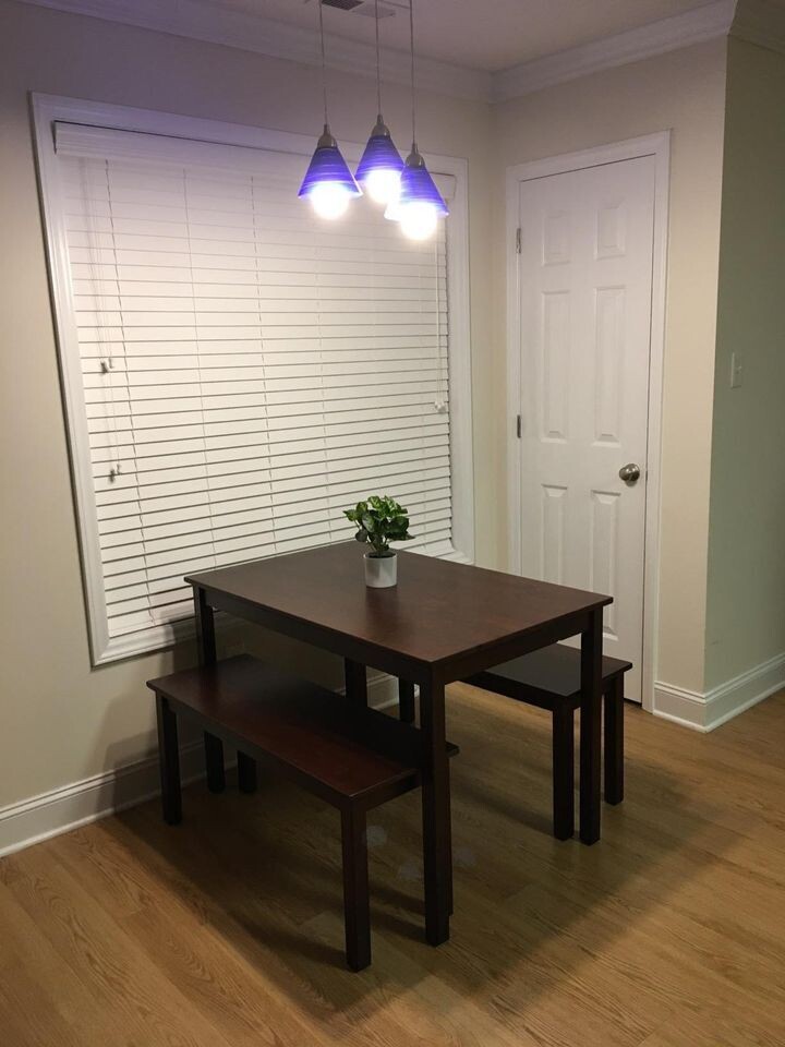 Juliet Espresso Wood Dining Table with Two Benches / 3 Piece Set, Table