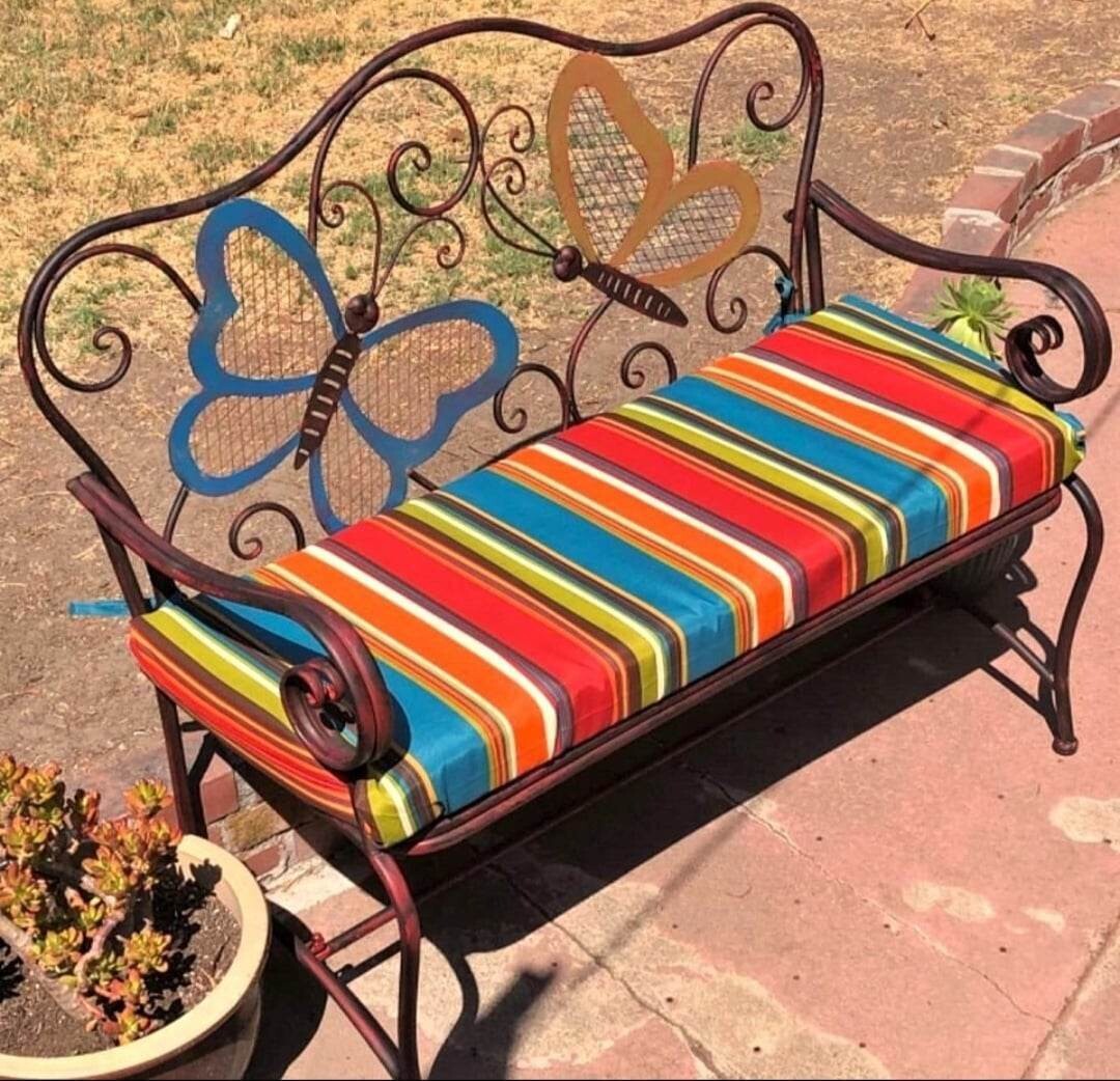 Modern Farmhouse Multicolor Stripe Indoor/Outdoor Bench Swing Cushion