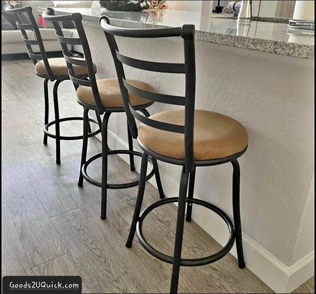 (Set of 3) Tan Microfiber seat Adjustable Height Swivel Barstools