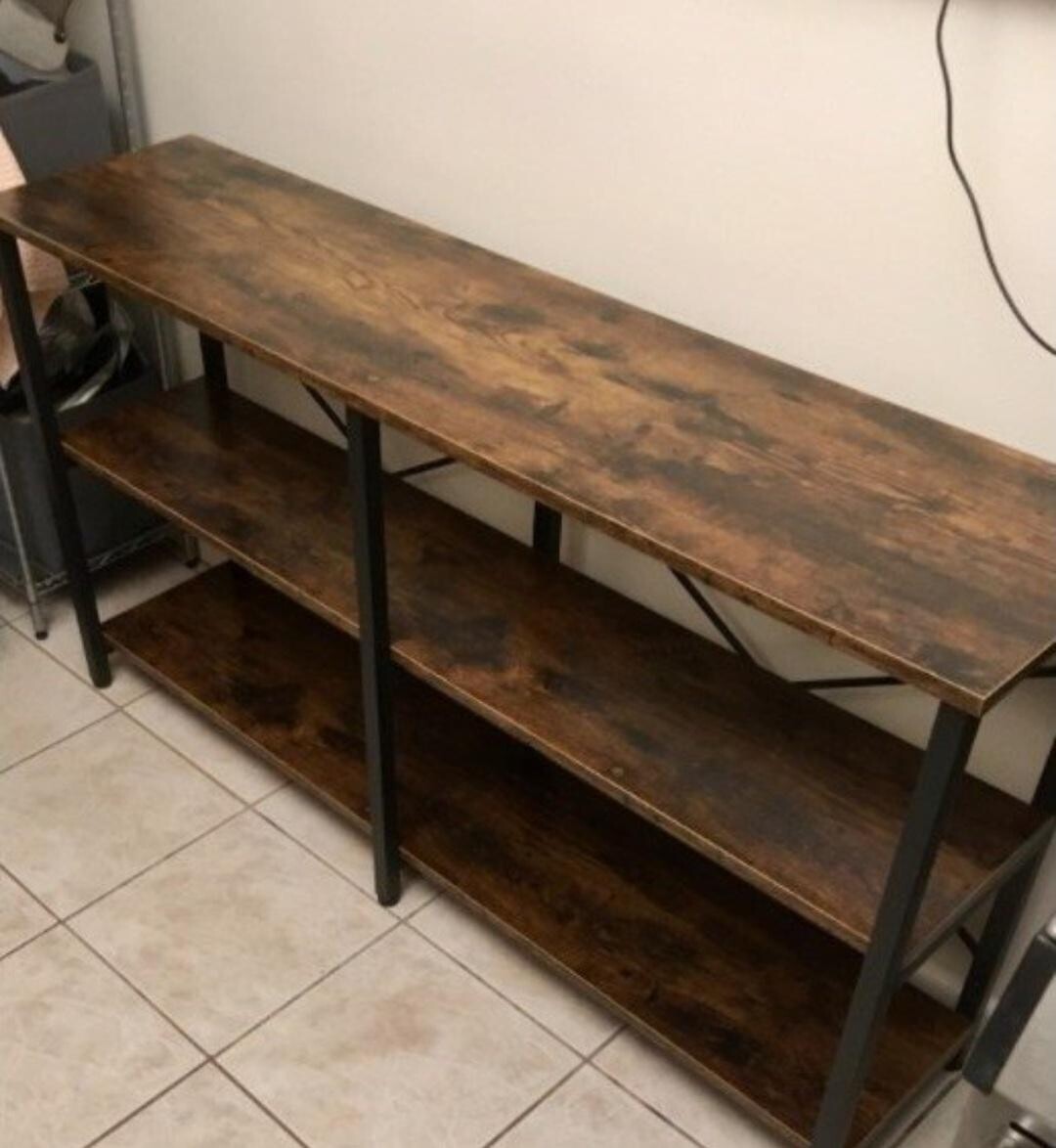 Large Console Sofa Table with 3Tier Storage Bookshelves Hallway