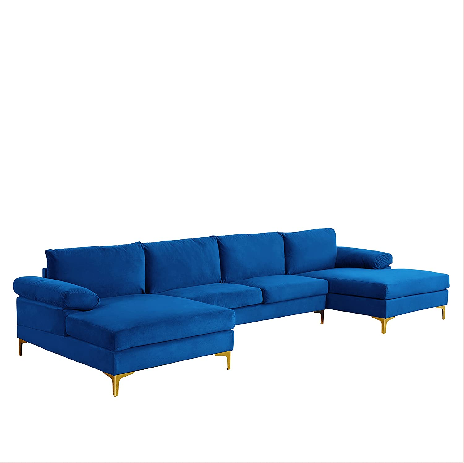Modern Large Velvet Fabric Sectional Sofa Couch with Extra Wide Chaise