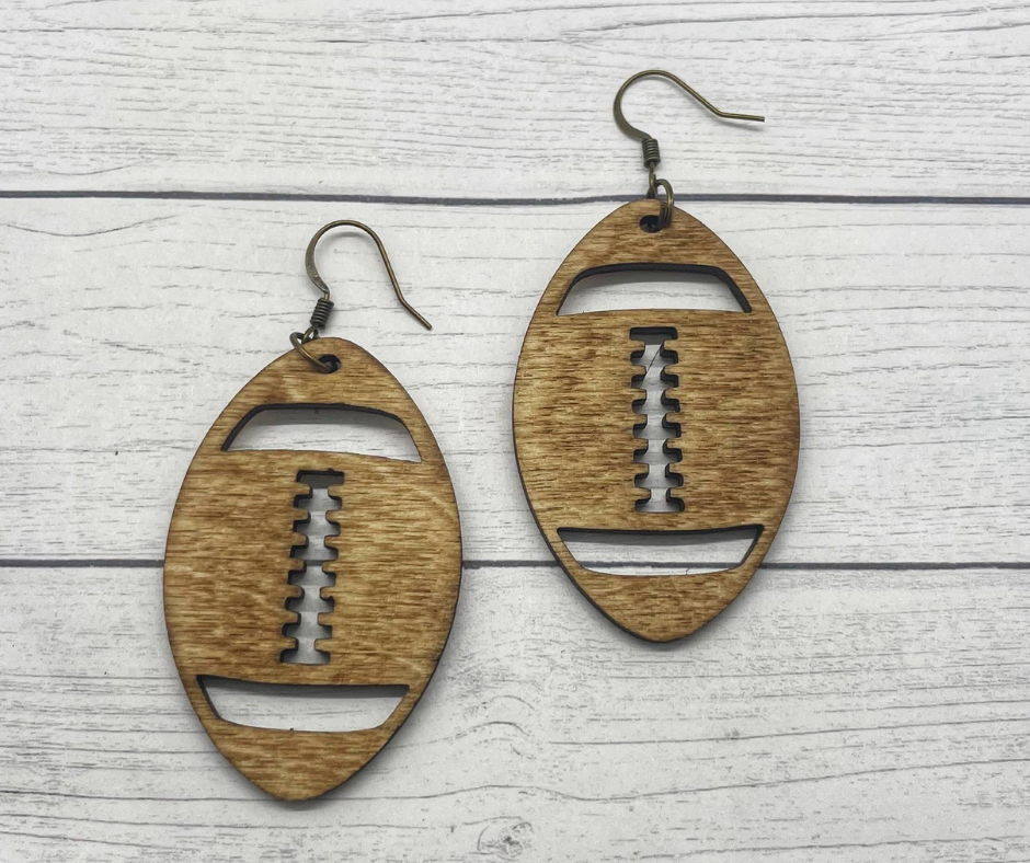 Football Wood Earrings