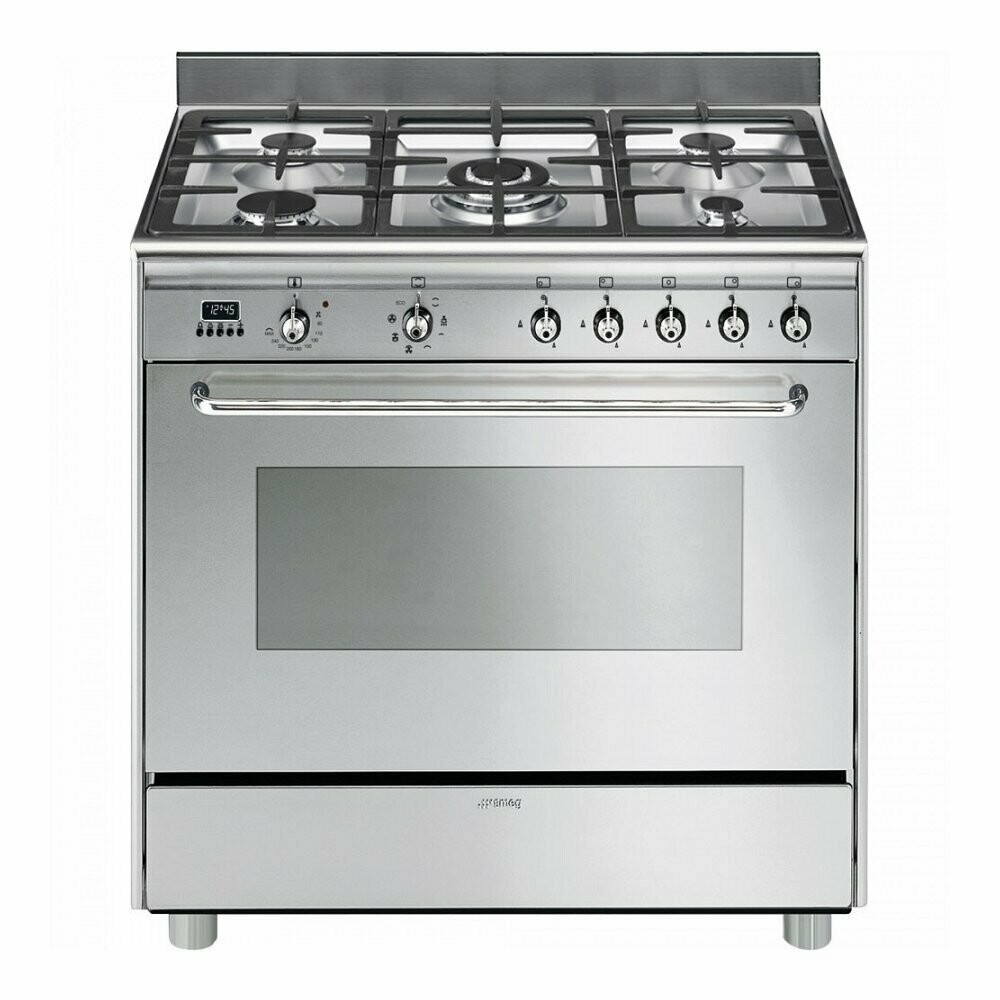 SMEG SNLK90D9 90cm gasfornuis met multifunctionele oven RVS