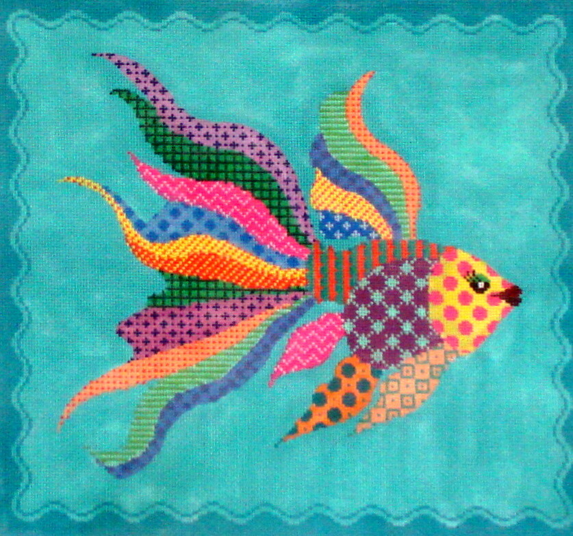 Wacky Yellow Fish (Handpainted by JP) Needlepoint Canvases