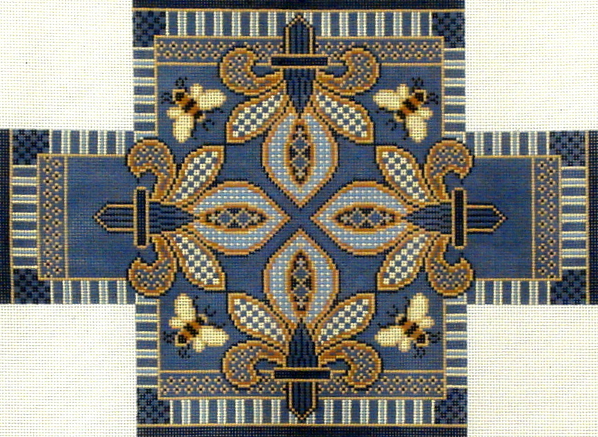 Blue Fleur de Lis Brick Cover (Hand Painted by Canvasworks