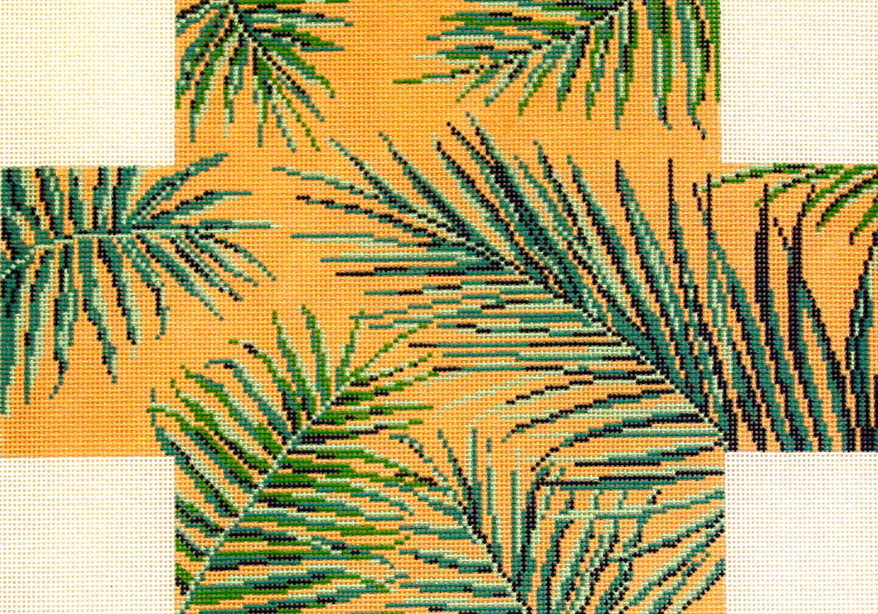 Palm Frond Brick Cover (Handpainted by Needle Crossing) Needlepoint