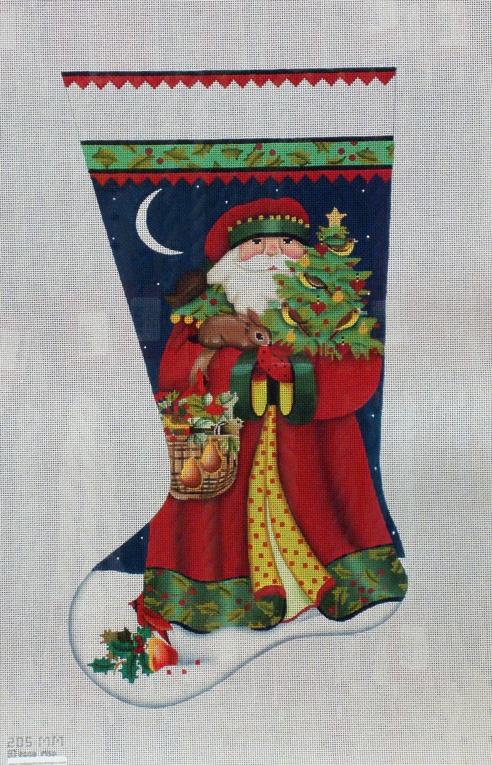 Forest Santa Stocking (Handpainted by Melissa Shirley) Needlepoint