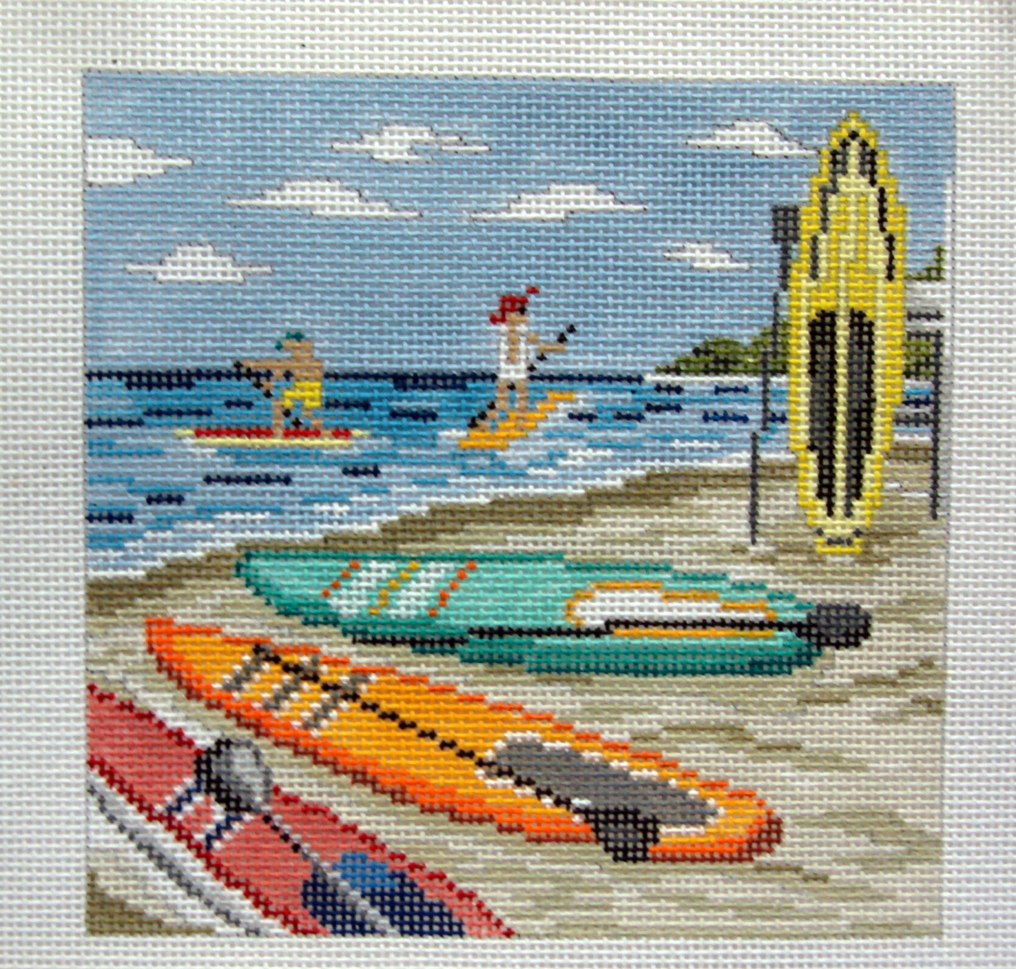 Paddle Boarding (handpainted from Needle Crossing)*Product may take
