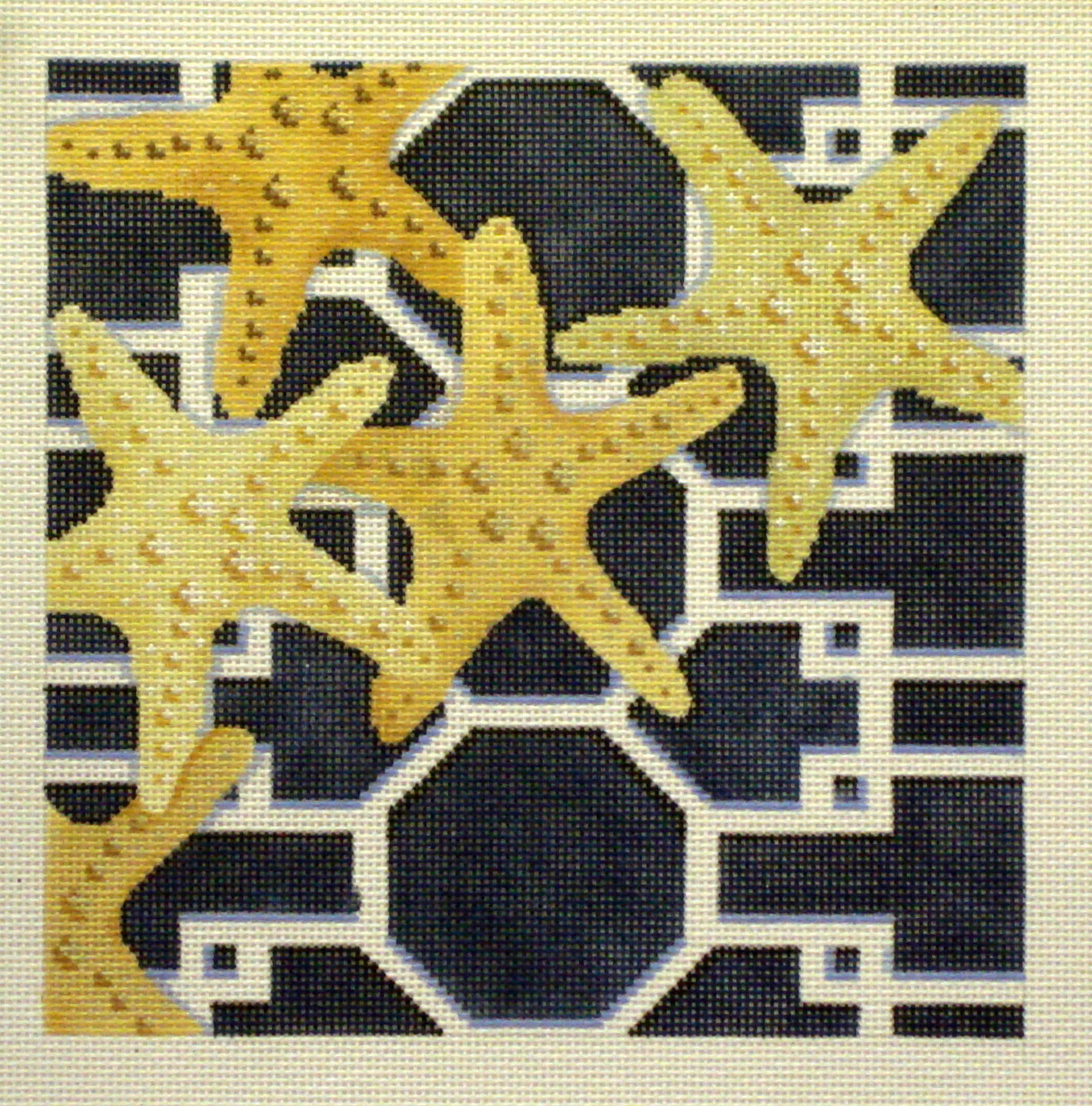 Starfish on LatticeNavy (Handpainted by Associated Talents
