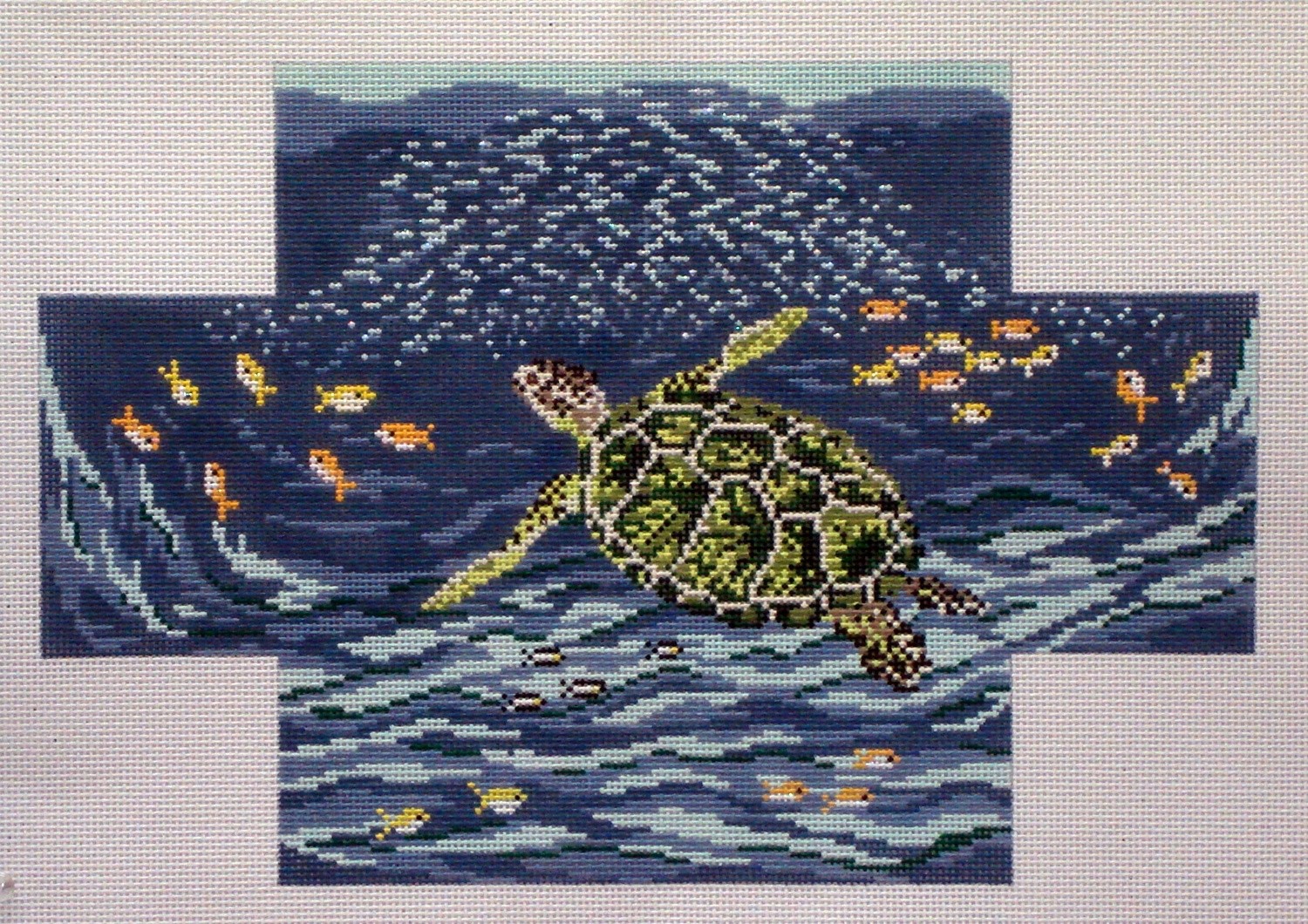 Sea Turtle Brick Cover (Handpainted by Needle Crossing) Needlepoint Canvases Needelpoint Alley