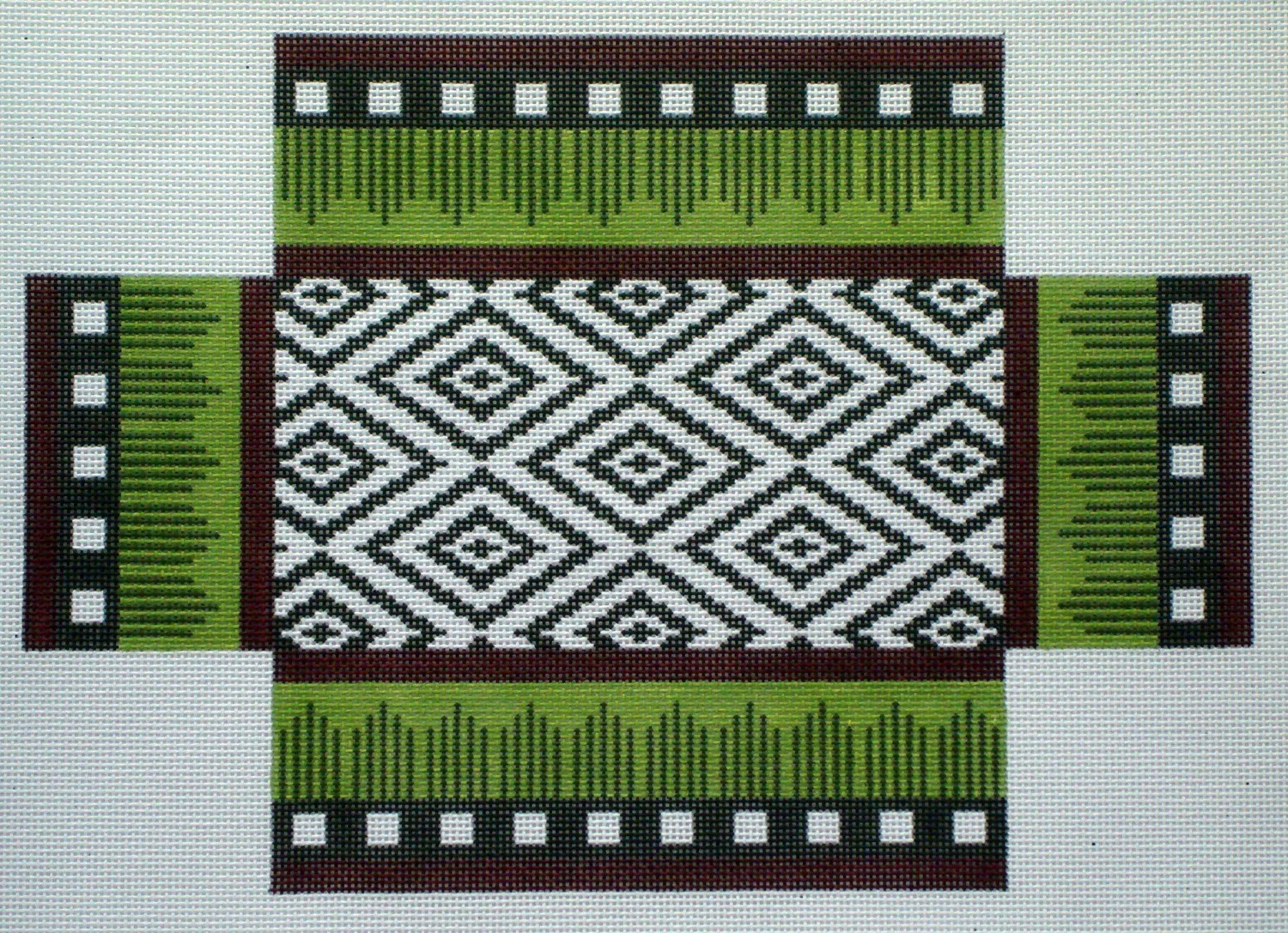 Burgundy & Brown Ikat Brick Cover (Handpainted by JP Needlepoint) Needlepoint Canvases