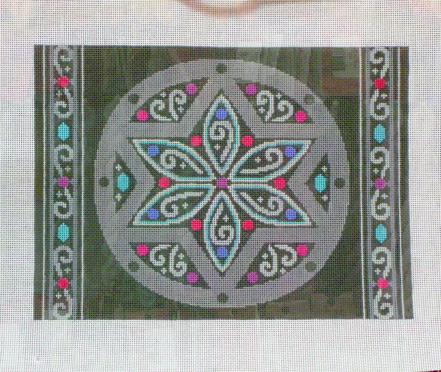 Jewelled Round Tallis Bag Needlepoint Canvases Needelpoint Alley