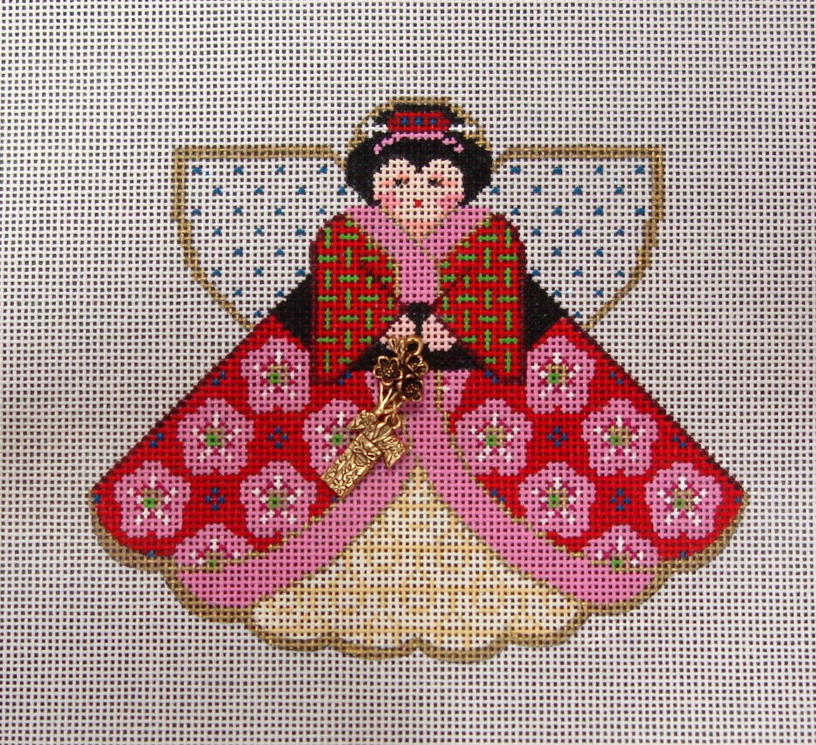 Geisha Girl Angel with Charms Ornament (Handpainted by Painted Pony