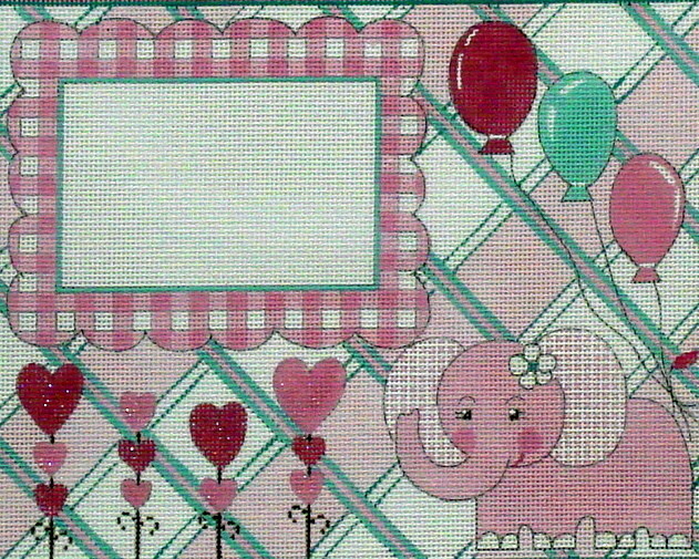 Pink Elephant Birth Announcement (Handpainted by Alice Peterson