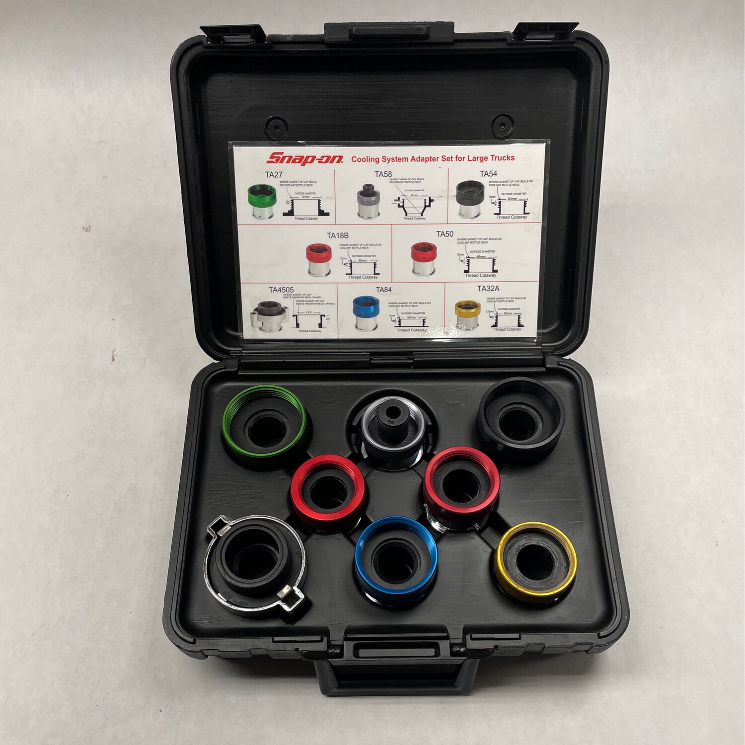 Snap On Large Truck Cooling System Adapter Set, SVTA8100 Shop Tool Swapper