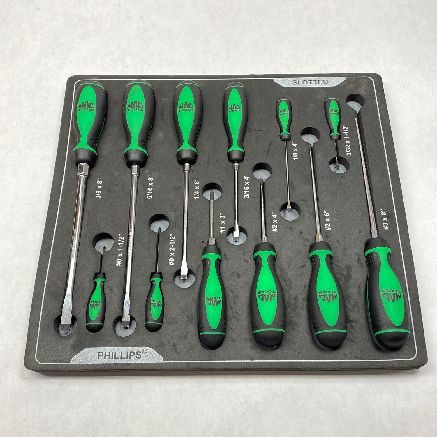 Mac Tools 12pc Screwdriver Set With Foam Tray, sdrbm12fng Shop Tool