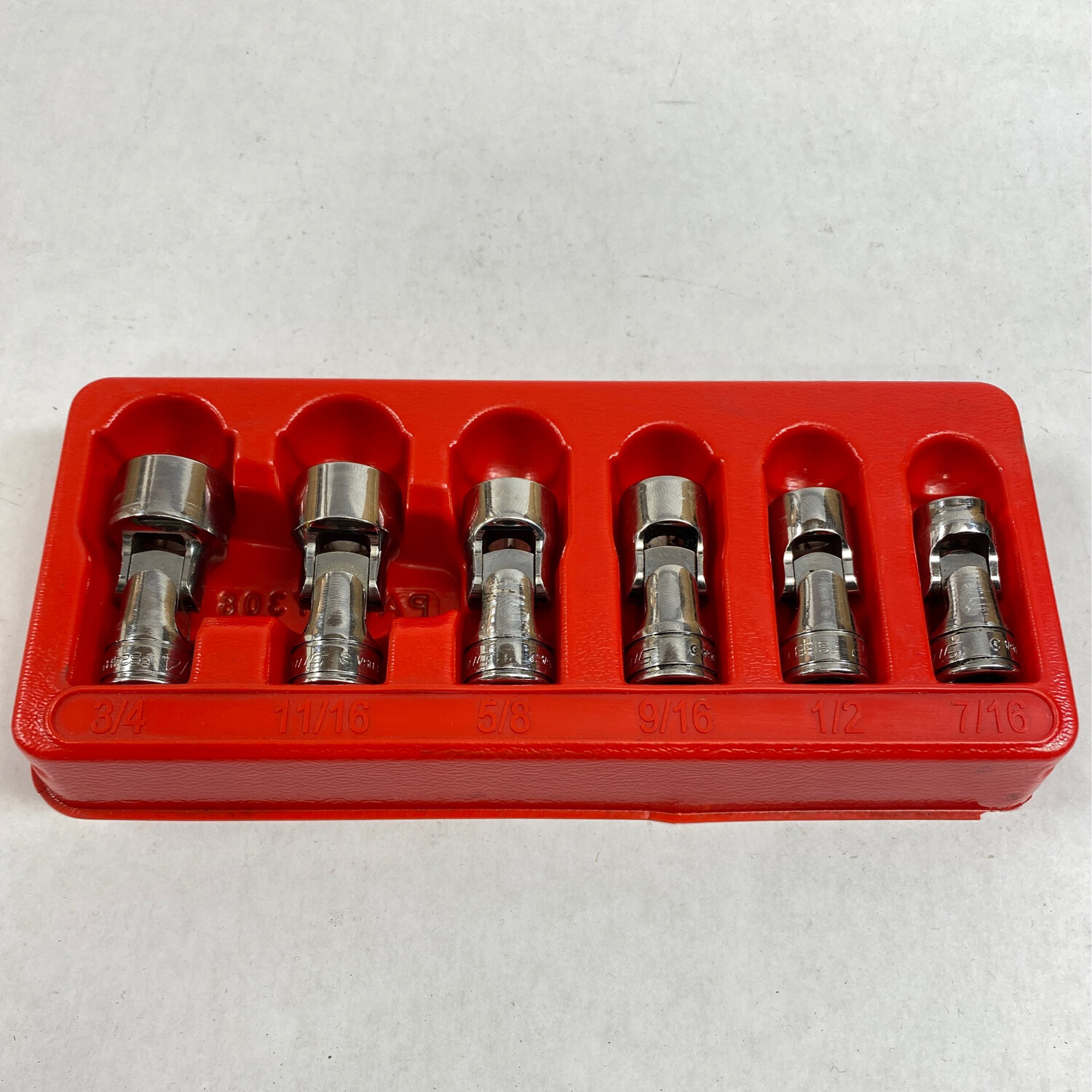 Snap On 6 pc 3/8" Drive 6Point SAE Flank Drive Shallow Universal Socket Set (7/163/4") 206AFSA