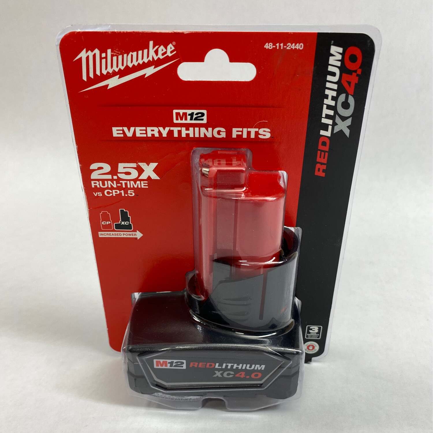 Milwaukee M12 48-11-2440 12V XC 4.0 Ah Red Lithium-Ion Cordless Tool Battery (Used)