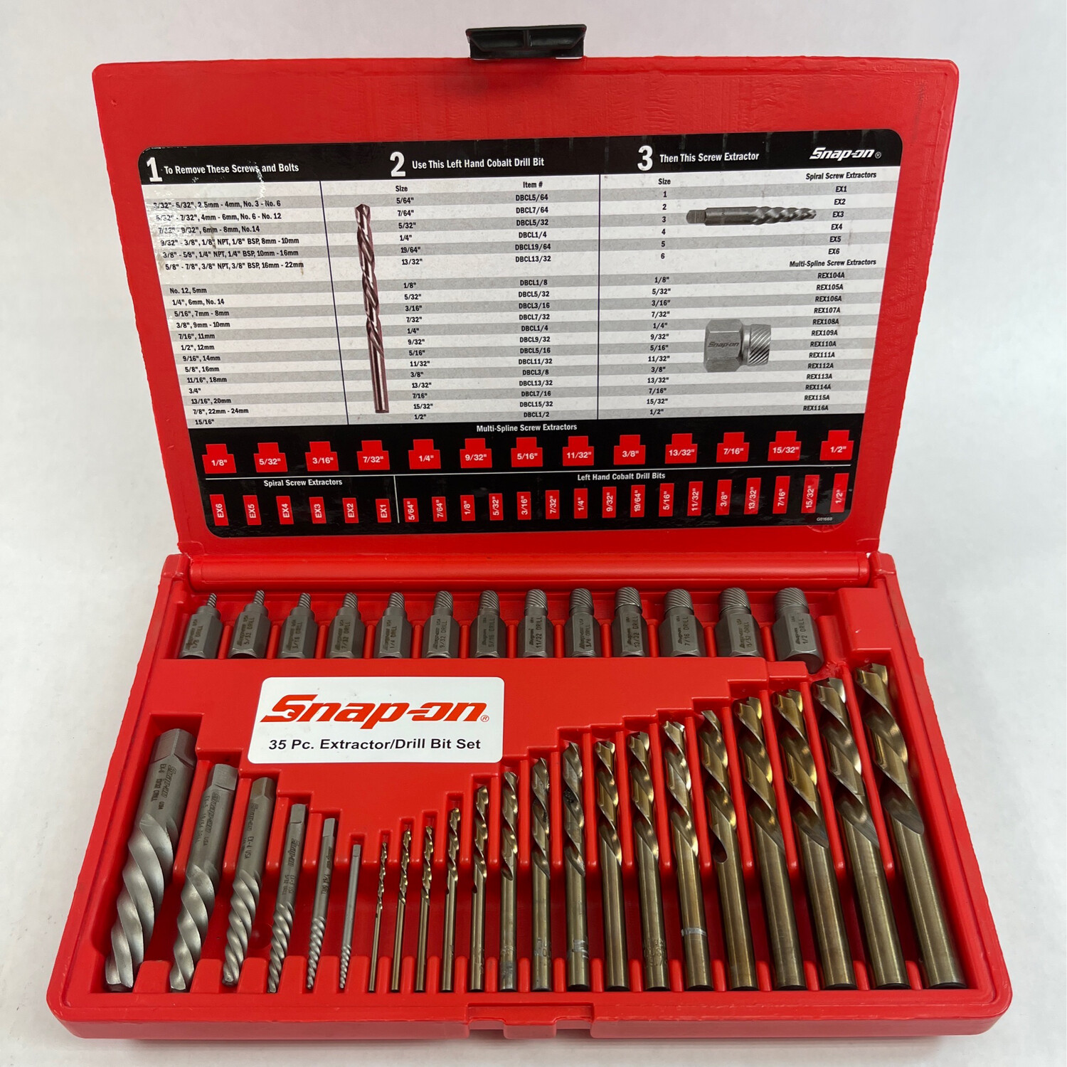 Snap On 35 Pc. Screw Extractor/LH Cobalt Drill Bit Set, EXD35 Shop