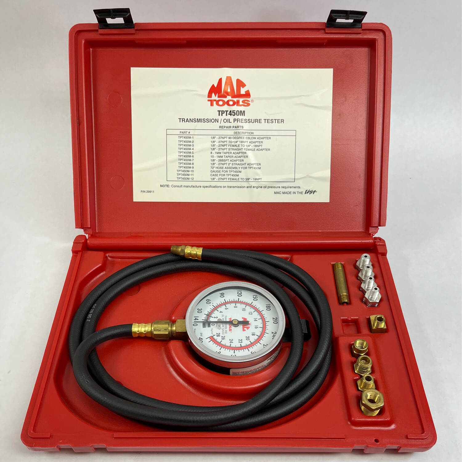 Mac Tools 14 Pc. Tranmsmission/Engine Oil Pressure Test Kit, TPT450M