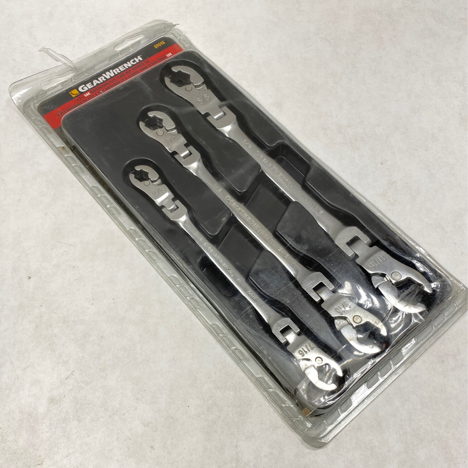Gearwrench 3 Pc. Ratcheting Flex Head Flare Nut Wrench Set, 89098