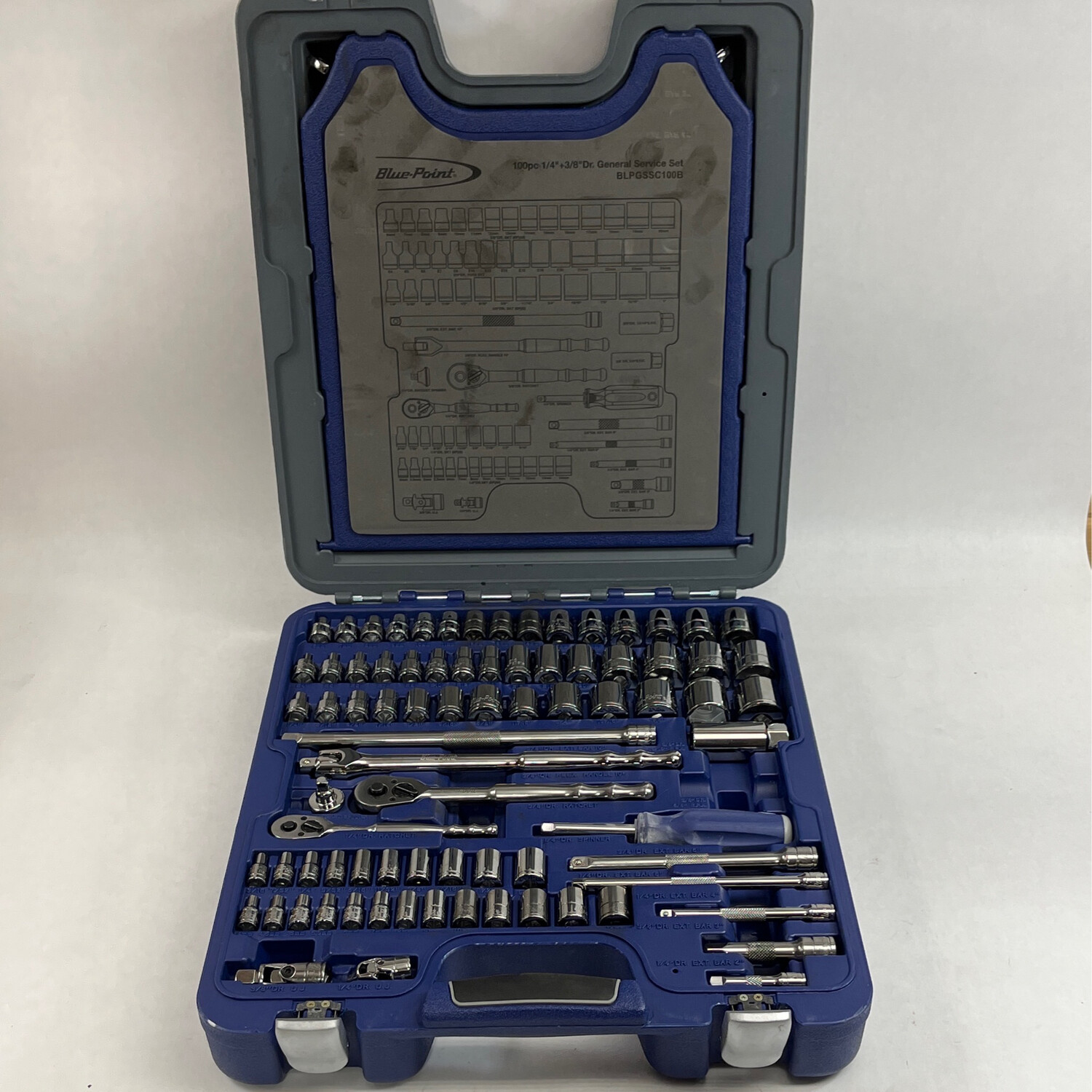 Blue Point 100 Pc. 1/4” & 3/8” SAE/Metric Drive General Service Set, BLPGSSC100B Shop Tool