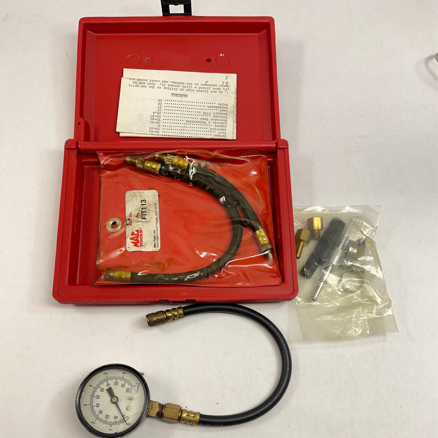 Mac Tools Fuel Injection Test Kit, FIT113B Shop Tool Swapper