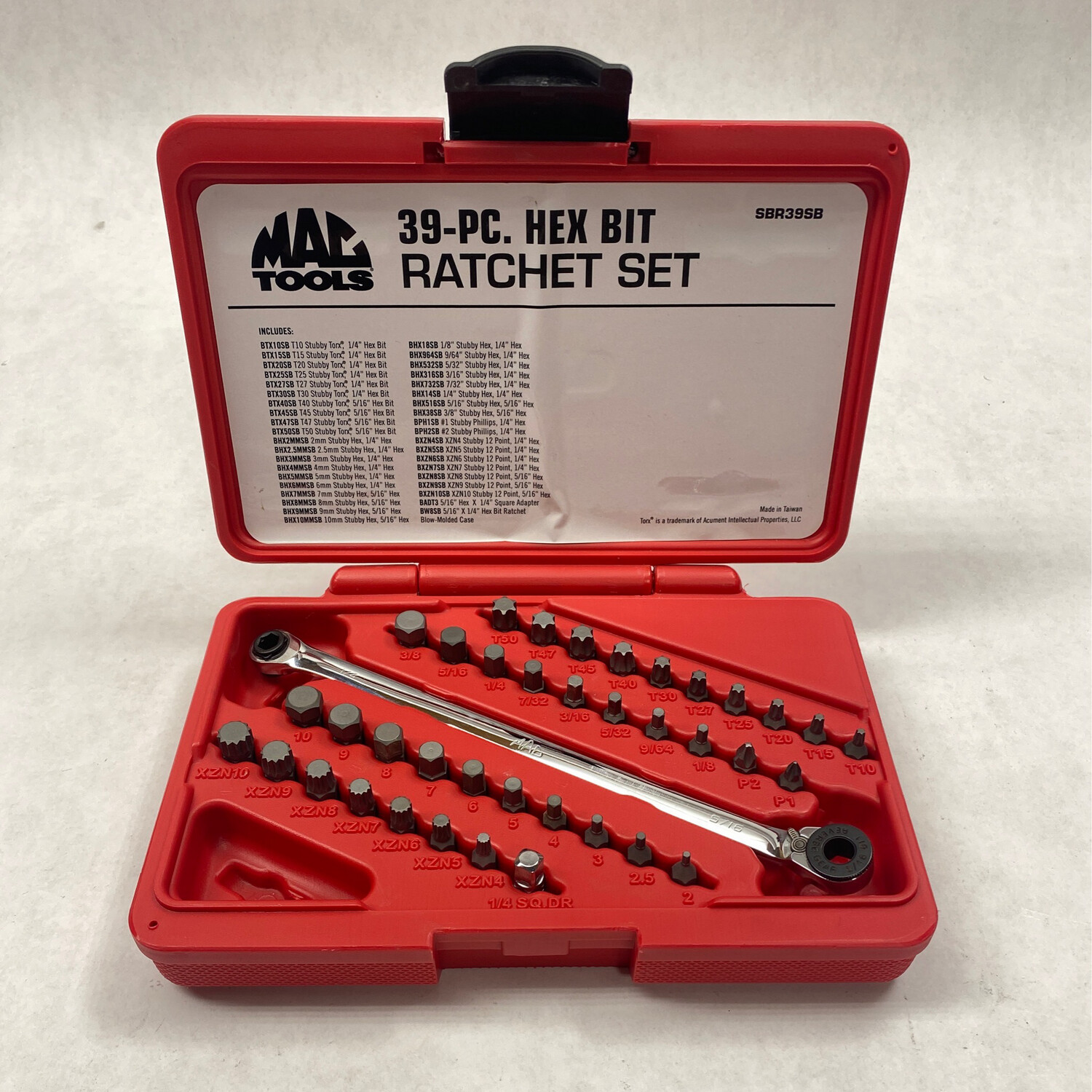 Mac Tools 39 Pc. Ratchet And Bit Set, SBR39SB Shop Tool Swapper