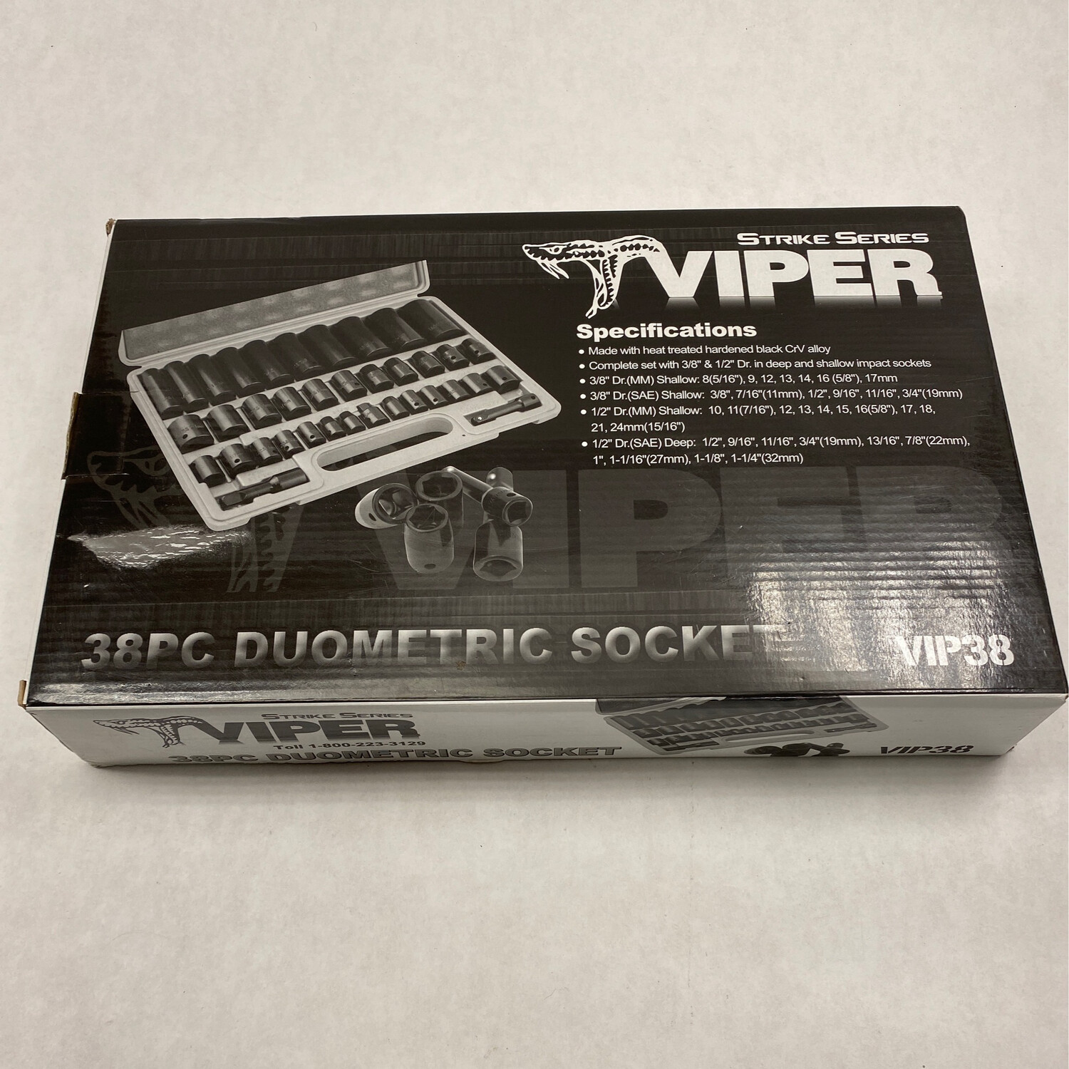 Viper Strike Series 38 Pc. Duometric Socket Set, VIP38 Shop Tool