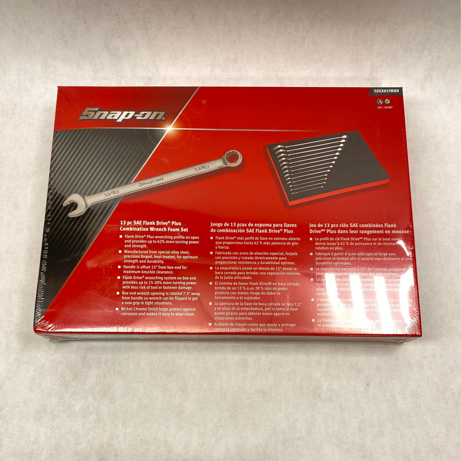 Snap On 13 Pc. SAE Flank Drive Plus Combination Wrench Foam Set, SOEX01FMBR Shop Tool Swapper