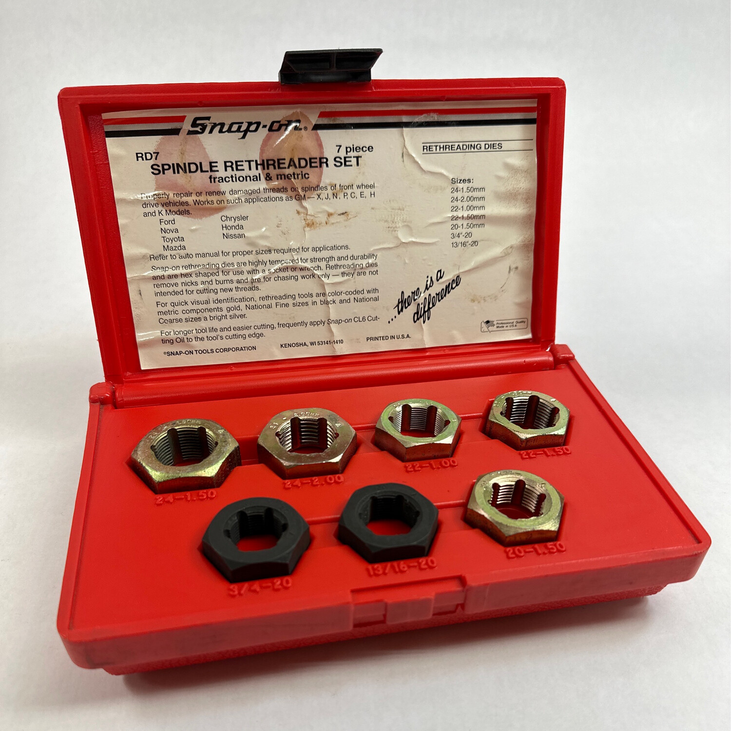 Snap On Spindle Rethreader Set, RD7 Shop Tool Swapper