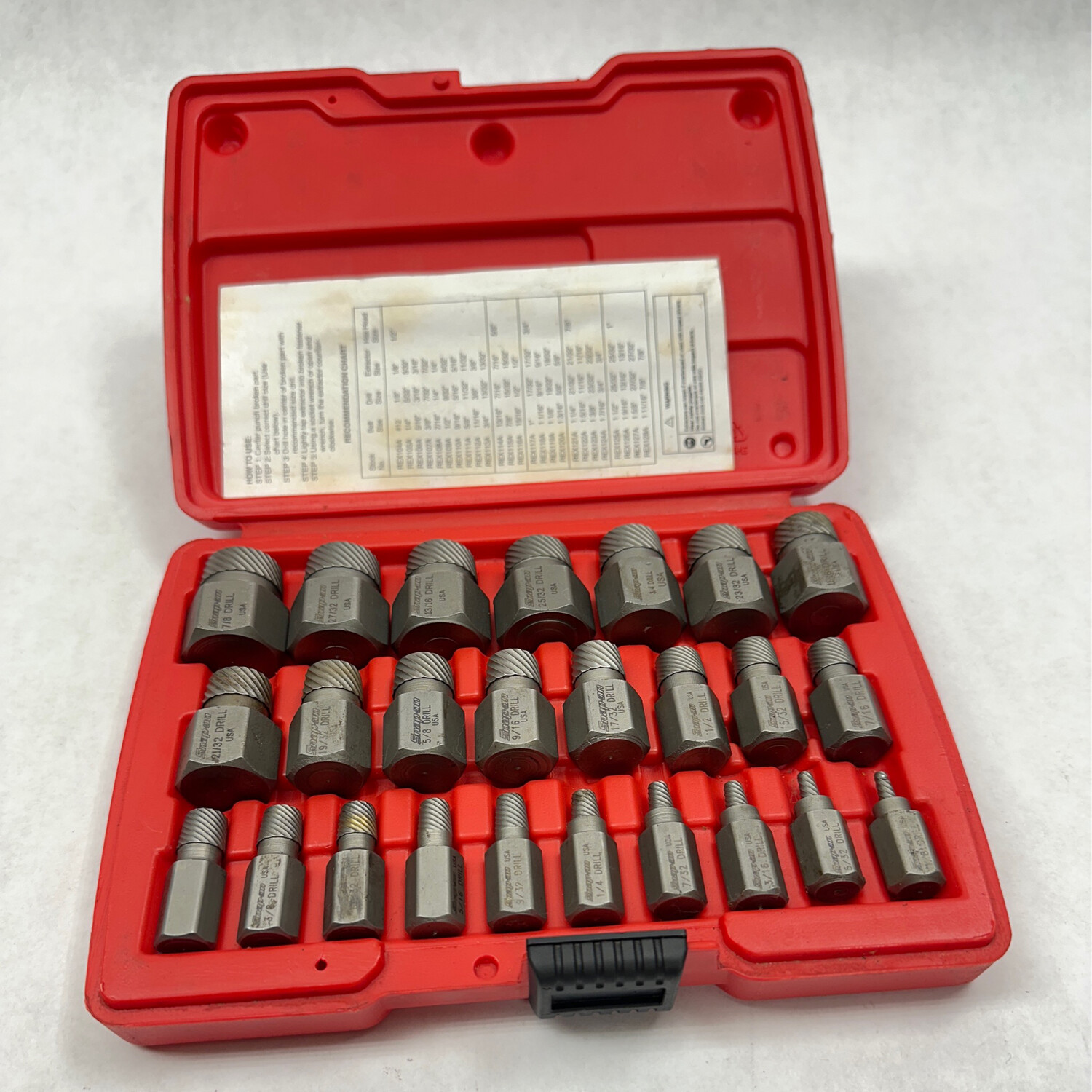 Snap On 25 Pc. Multispline Screw Extractor Set, REX25B Shop Tool