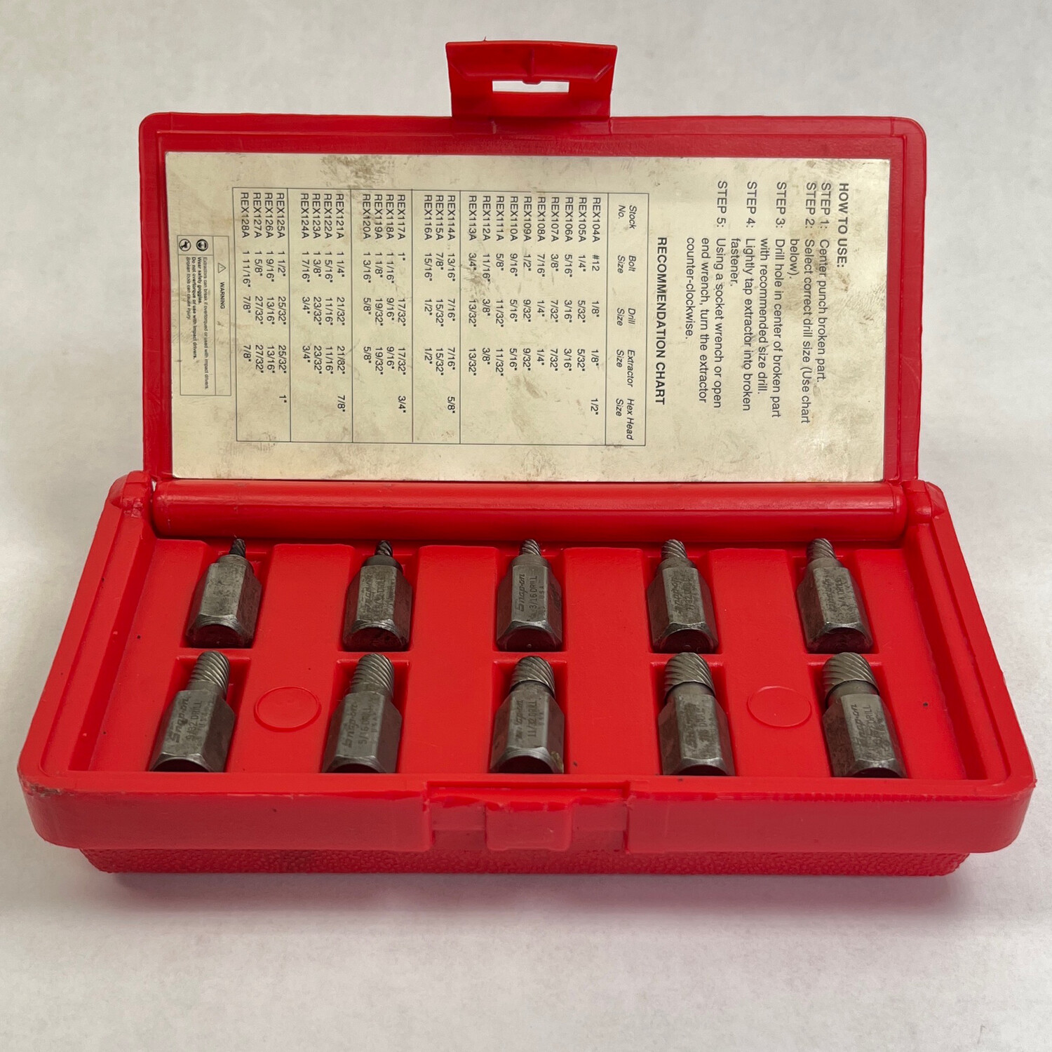 Snap On 10 Piece Screw Extractor Set, REX10A Shop Tool Swapper