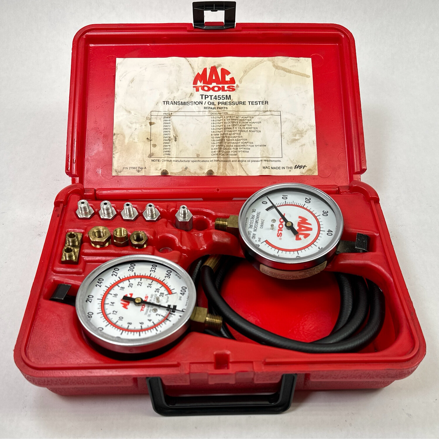 Mac Tools Transmission/ Oil Pressure Test Kit, TPT455M Shop Tool
