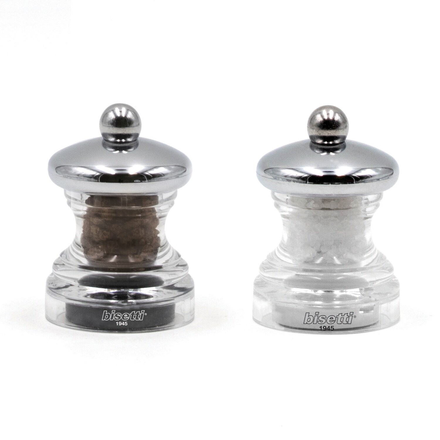 Moulins à Sel Et Poivre En Verre Et Acier Inox - Lot De 2, Broyeur Céramique Réglable, Avec Couvercle