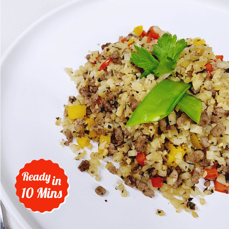 Ange Bakes LowCarb Thai Basil Beef Fried CauliRice (Frozen)