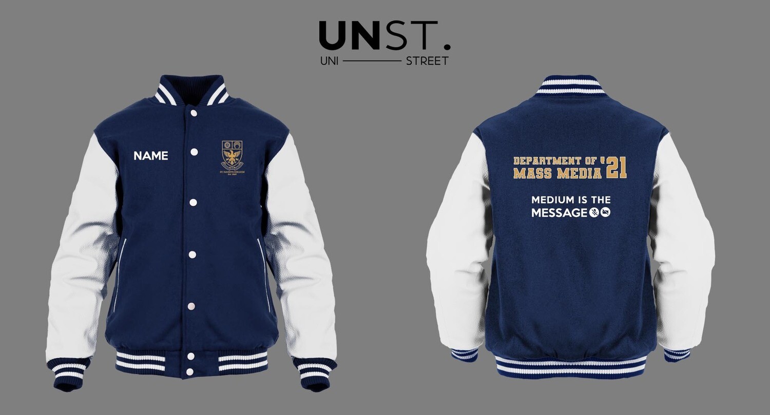 St Xavier s College Blue Varsity Jacket Store Uni Street